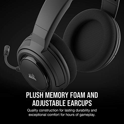 Corsair HS45-7.1 Virtual Surround Sound Gaming Headset w/USB DAC - Memory Foam Earcups - Discord Certified - Works with PC, Xbox Series X, Xbox Series S, PS5, PS4, Nintendo Switch, MacOS - Carbon