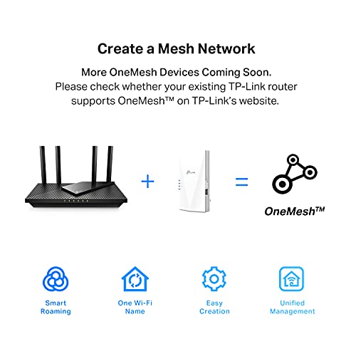 TP-Link OneMesh WiFi 6 Router AX1800 Smart WiFi Router (Archer AX21) – Dual Band Gigabit Router + TP-Link AX1500 WiFi Extender Internet Booster(RE500X), OneMesh WiFi 6 Range Extender