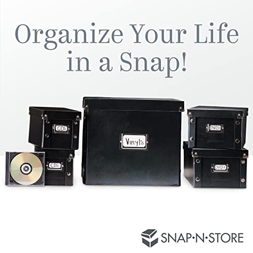 Snap-N-Store DVD Storage Box - Pack of 2 - Durable 6 x 8.2 x 16.5 Inch Movie Organizers - Disc Holders with Lids to Store up to 52 DVD Cases - Black.