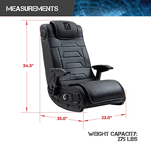 X Rocker Pro Series H3 Black Leather Vibrating Floor Video Gaming Chair with Headrest for Adult, Teen, and Kid Gamers - 4.1 High Tech Audio and Wireless Capacity - Foldable and Ergonomic Back Support