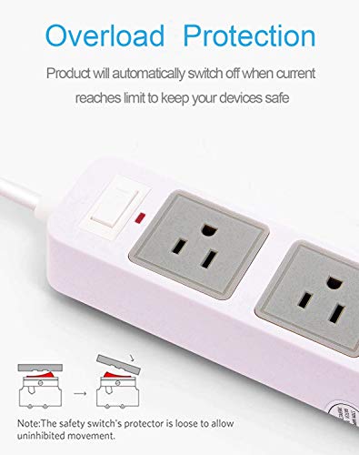 2 Prong Power Strip with USB, 2 Prong to 3 Prong Outlet Adapter with 4 USB Ports 6.6ft Extension Cord, 3 AC Outlets Flat Plug Surge Protector for Smartphone Tablets Home, Office and Hotel, White