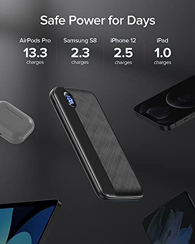 GETIHU Portable Charger, 2-Pack Slimmest 10000mAh USB C Triple 2.4A High-Speed LED Display Power Bank, External Battery Pack Compatible with iPhone 13 12 X 8 Plus Samsung S20 Google LG iPad Tablet etc