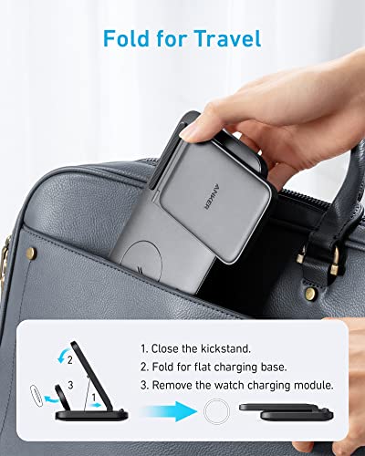 Anker Foldable 3-in-1 Wireless Charging Station with Adapter, 335 Wireless Charger, Works with iPhone 13/13 Pro Max, AirPods Pro, Apple Watch Series 1-6 (Watch Charging Cable Not Included)