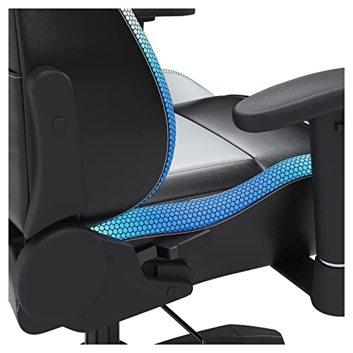 Signature Design by Ashley Lynxtyn Swivel Home Office Gaming Chair with LED Lighting, Black & Gray