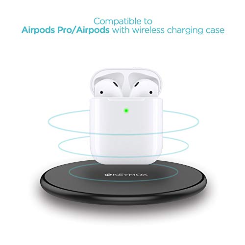 Wireless Charger, KEYMOX Qi-Certified for iPhone13/ 12/12 Mini/12 Pro Max / SE, 11, 11 Pro, 11 Pro Max, XR, Xs Max, XS, X, 8, 8 Plus, 10W Fast-Charging Galaxy S20 S10 S9 S8, Note 10(No AC Adapter)