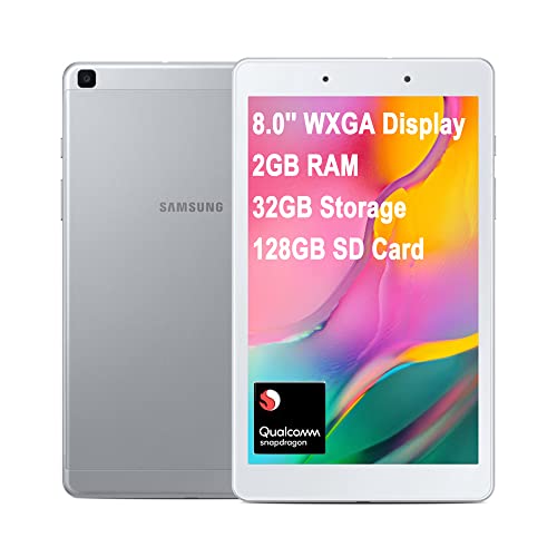 Samsung Galaxy Tab A Tablet Computer 8.0'' WXGA (1280 x 800) Display 4-Core Qualcomm Snapdragon 429 2GB RAM 32GB Storage + 128GB SD Card 5100mAh Battery Android OS Silver