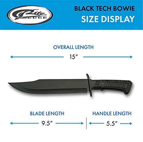 SZCO Supplies 15" Outdoor Survival Black Tech Bowie Blade Knife