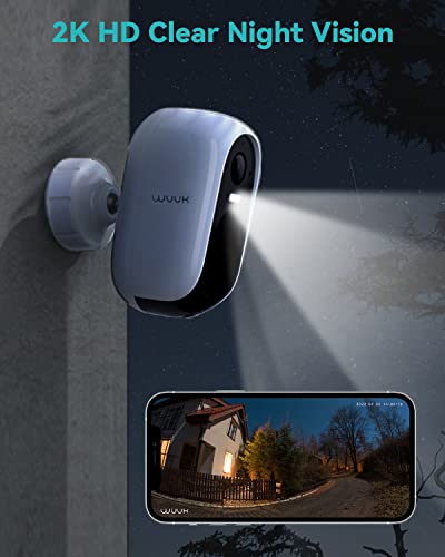 Wireless Home Security System: 2 Security Cameras + Doorbell Camera+ WUUK Base Station, 2K Resolution, Color Night Vision, 2-Way Audio, No Monthly Fee, Google & Alexa Compatible