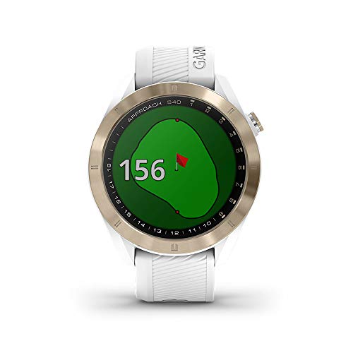 Garmin Approach S40, Stylish GPS Golf Smartwatch, Lightweight With Touchscreen Display, White/Light Gold