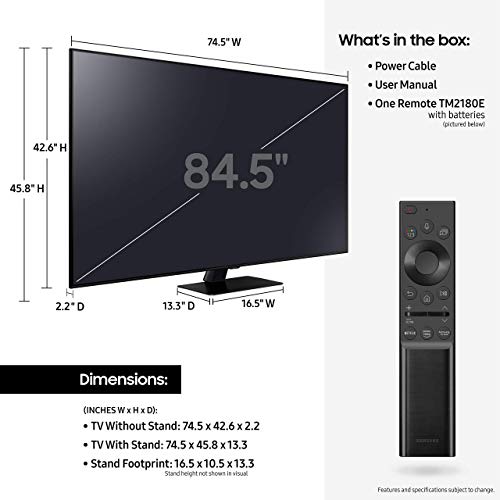 Samsung QN85Q80AA 85" Class Ultra High Definition QLED 4K Smart TV with a Austere 5S-4KHD1-2.5M 5-Series 2.5m aDesign HDMI Cables WovenArmor (2021)