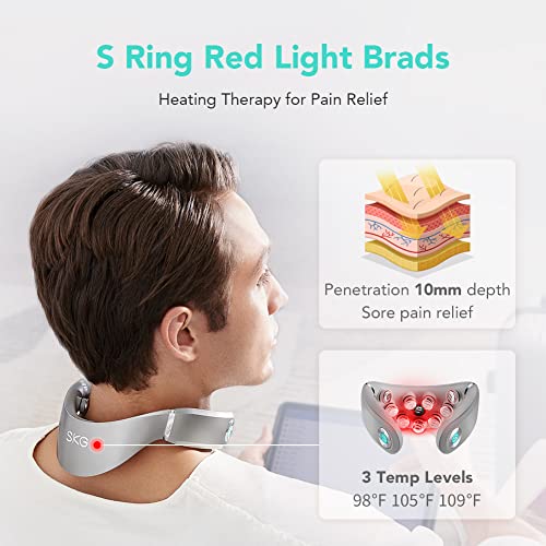 SKG Neck Massager with Heat, Cordless Deep Tissue Vibration Infrared Neck Massager for Pain Relief, G7 PRO Portable Electric Cervical Massager 9D Neck Relaxer Women Men Gift