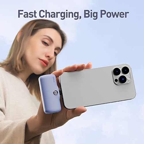 iWALK Portable Charger 4800mAh Power Bank Fast Charging and PD Input Small Docking Battery with LED Display Compatible with iPhone 13/13 Pro/13 Pro Max/12/12 Pro/12 Pro Max/11 Pro/XR/X/8/Plus,Purple