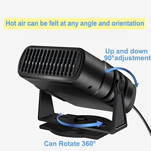 Car Heater Defroster, 2 in 1 Auto Car Windshield Heater Cooling Fan Plug into Cigarette Lighter 12V 120W Auto Defogger 360° Rotatable Fast Heating Quickly Defrost