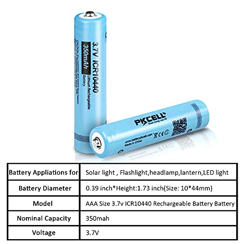 4 Pcs ICR 10440 Rechargeable Lithium Ion Battery,3.7v 350mah (10 * 44mm, Shorter Than AAA Size)