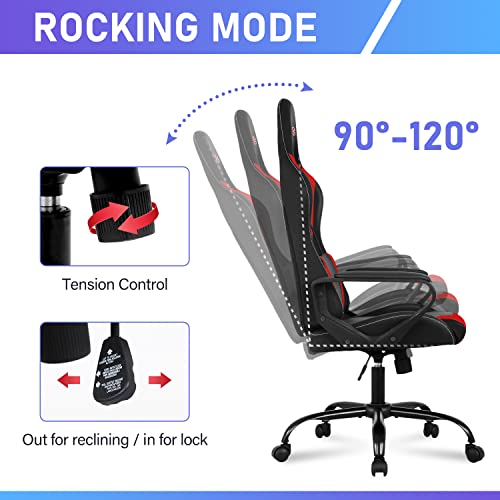 PC Gaming Chair Ergonomic Office Chair Desk Chair PU Leather Computer Chair High Back Racing Chair with Lumbar Support Armrest for Home Office (Black, Cal)