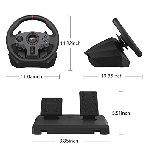 PXN V900 Gaming Steering Wheel - 270/900° PC Racing Wheels with Linear Pedals & Left and Right Dual Vibration for Xbox Series X|S,PS3,PS4,Xbox One,PC,Nintendo Switch,Android TV