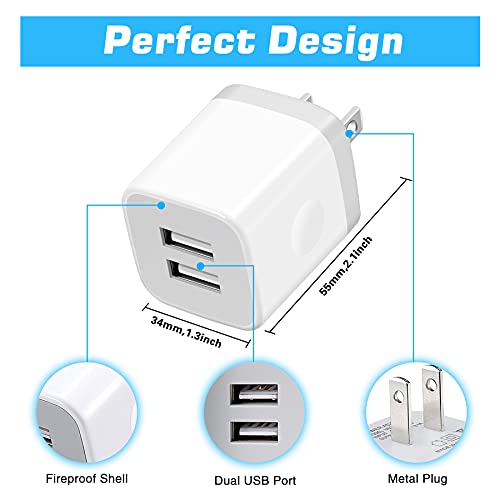 X-EDITION USB Wall Charger,4-Pack 2.1A Dual Port USB Cube Power Adapter Wall Charger Plug Charging Block Cube for Phone 8/7/6 Plus/X, Pad, Samsung Galaxy S5 S6 S7 Edge,LG, Android (White)