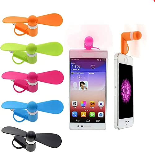 Mini Cell Phone Fan - Colorful and Powerful 2-in-1 Fan for iPhone/iPad/Android Smartphone/Tablet - Cell Phone Summer Accessories - (6-Pack)