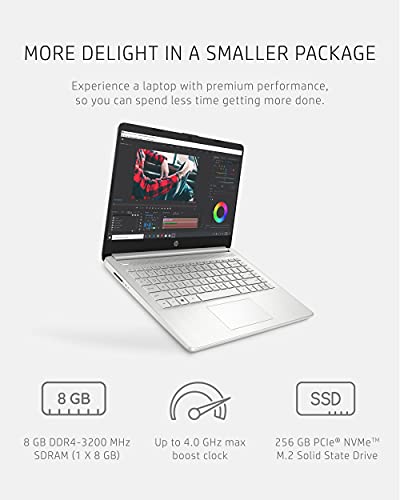 HP 14 Laptop, AMD Ryzen 5 5500U, 8 GB RAM, 256 GB SSD Storage, 14-inch Full HD Display, Windows 10 Home, Thin & Portable, Micro-edge & Anti-glare Screen, Long Battery Life (14-fq1021nr, 2021)