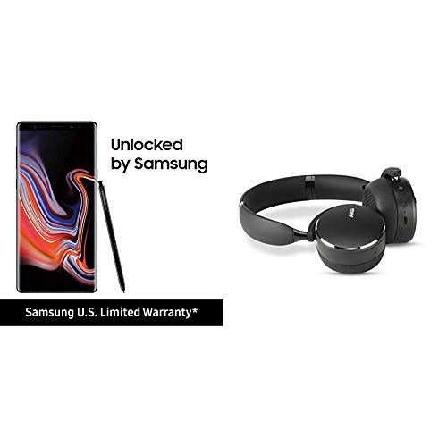 Samsung Galaxy Note 9 Factory Unlocked Phone with 6.4" Screen and 512GB Midnight Black with AKG Y500 On-Ear Foldable Wireless Bluetooth Headphones - Black