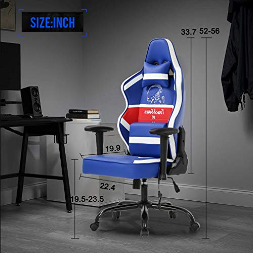 Gaming Chair Big and Tall Video Office Chair 500lb Wide Seat Desk Chair with Lumbar Support Headrest 2D Arms Task Swivel Ergonomic High Back PU Adjustable Massage Racing Computer Chair for Adults