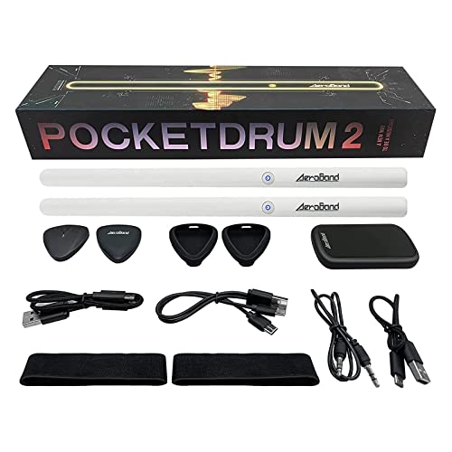 AeroBand Electronic Drum Set PocketDrum2 Pro, Air Drum Sticks & Pedals & Bluetooth Adapter, Play Drum Anywhere Anytime, Digital Percussion Machine 8 Sounds and USB Midi Kids Adult Drummer Gift