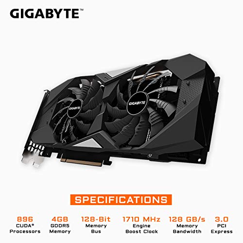 Gigabyte Gv-N1650OC-4GD GeForce GTX 1650 OC 4G Graphics Card, 2X Windforce Fans, 4GB 128-Bit GDDR5, Video Card