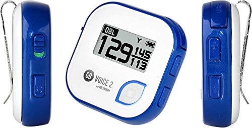 GolfBuddy Clip on Voice 2 Golf Navigation GPS for Hat/GPS and Laser Rangefinder, 14 Hours Battery Life, Water Resistant with Lifetime Free Courses and Software Updates,White/Navy