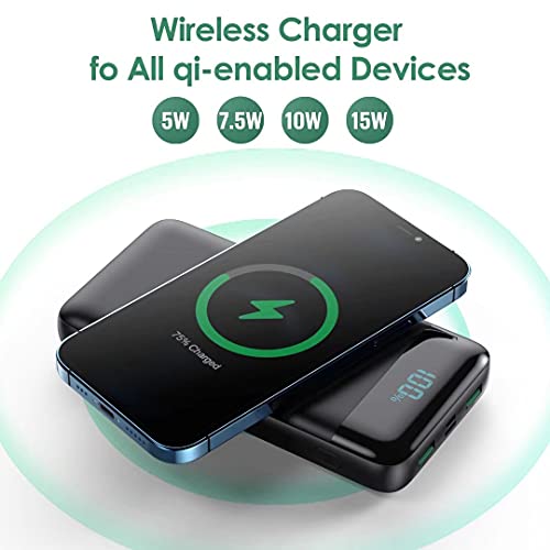 Wireless Portable Charger 30,800mAh 15W Wireless Charging 25W PD QC4.0 Fast Charging Smart LED Display USB-C Power Bank, 4 Output & 2 Input External Battery Pack Compatible with iPhone, Samsung, iPad