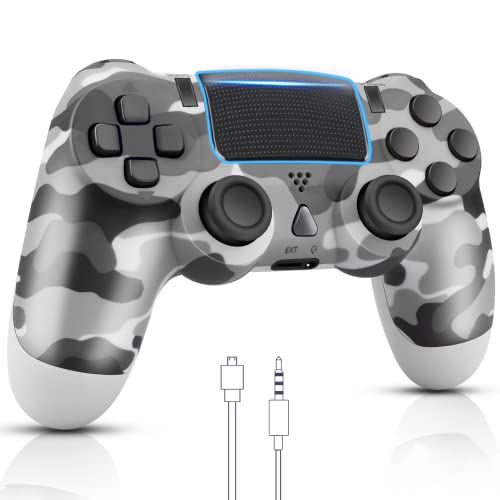 AUGEX Remote for PS4 Controller, Gray Camo Gamepad Work with Playstation 4 Controllers, Wireless Game Control for PS4 Controller with Upgrade Joystick, Pa4 Controller for Playstation 4 Pro/Slim/PC