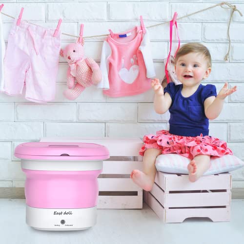Portable Washing Machine - Foldable Mini Small Washer for Washing Baby Clothes, Underwear or Small Items, Suitable for Apartment, Laundry, Camping, RV, Travel (110V-240V) - Best Gift Choice, Pink