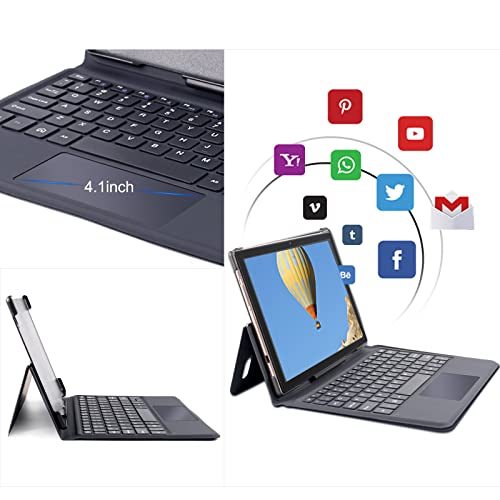 2022 Android 10.0 Tablet with 4.1-Inch Touchable Keyboard, YESTEL T5 : 5G WiFi 10.1 Inch Tablets - 3GB RAM/64GB ROM, 6000mAh (5.0+8.0MP) Dual Camera, 1280x800 FHD Display, Bluetooth, GPS - Gray