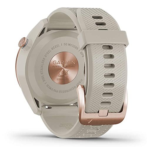 Garmin Approach S42 (Rose Gold/Light Sand) Womens Golf GPS Watch | Golfer's Bundle with Portable Charger & HD Tempered Glass Screen Protectors | 42,000+ Courses, Green View True Shape & F/M/B Yardage