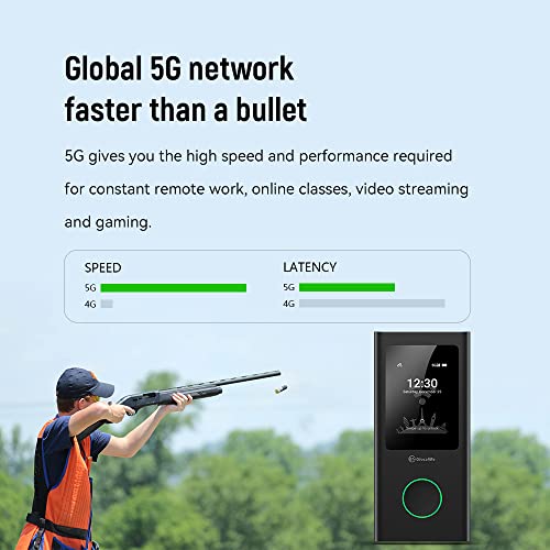 GlocalMe Numen Air 5G Mobile WiFi Router WiFi 5, Global Frequency Bands, No SIM Card Required, Supports 16 Devices Simultaneously, 5400 mAh Battery, Travel or Home WiFi Hotspot (Black)