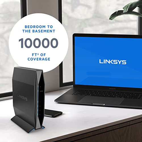 Linksys WiFi 6 Router, Dual-Band, 10,000 Sq. ft Coverage, Smart Router for Large Home, 100+ Devices, Speeds up to (AX3200) 3.2Gbps - E8454-AMZ - 4PK