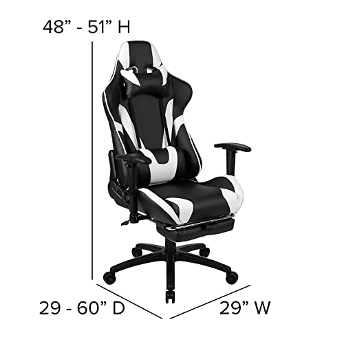 Flash Furniture Black Gaming Desk and Black Footrest Reclining Gaming Chair Set with Cup Holder, Headphone Hook, and Monitor/Smartphone Stand