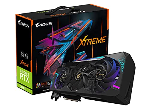 GIGABYTE AORUS GeForce RTX 3080 Ti Xtreme 10G Graphics Card, Max Covered Cooling, 12GB 384-bit GDDR6X, GV-N308TAORUS X-12GD Video Card