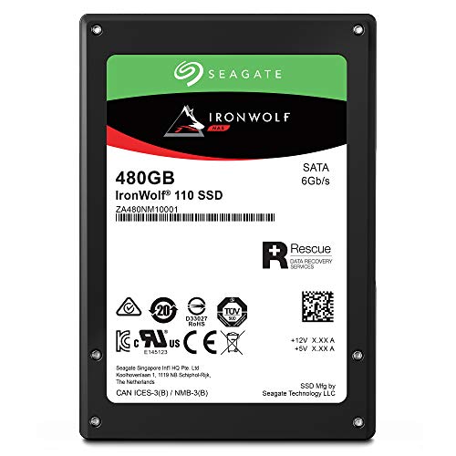 Seagate IronWolf 110 480GB NAS SSD Internal Solid State Drive – 2.5 inch SATA for Multibay RAID System Network Attached Storage, 2 Year Data Recovery (ZA480NM10001)