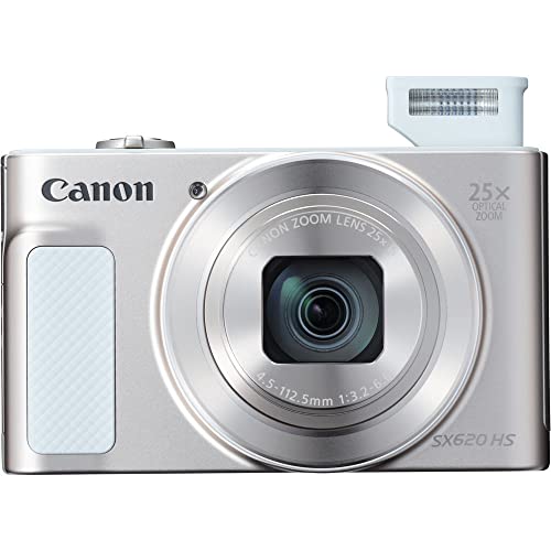 Canon PowerShot SX620 HS Digital Camera (Silver) (1074C001), 64GB Memory Card, 2 x NB13L Battery, Corel Photo Software, Charger, Card Reader, LED Light, Soft Bag + More (International Model)