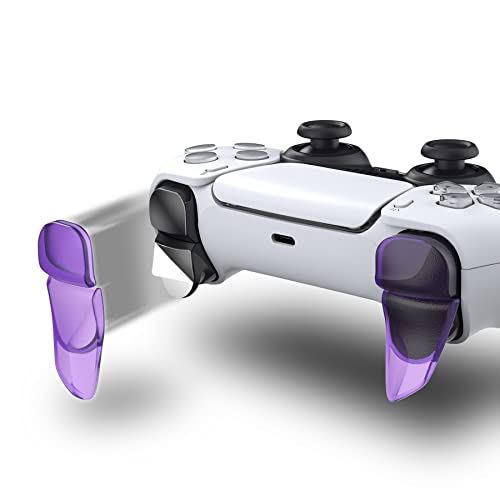 PlayVital Blade 2 Pairs Shoulder Buttons Extension Triggers for ps5 Controller, Game Improvement Adjusters for ps5 Controller, Bumper Trigger Extenders for ps5 Controller - Clear Atomic Purple