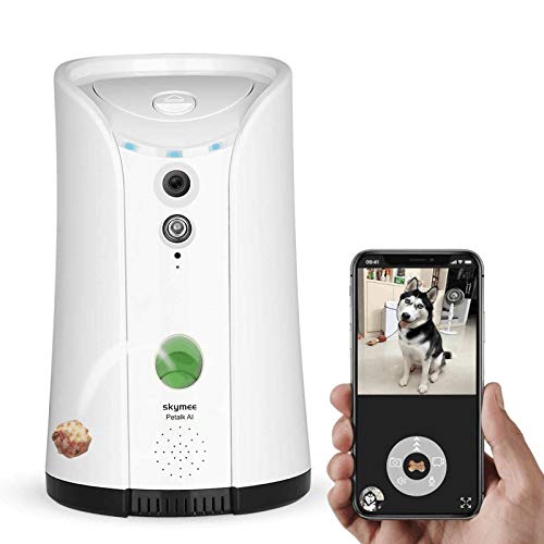 SKYMEE Dog Camera Treat Dispenser,WiFi Full HD Pet Camera with Two-Way Audio and Night Vision,Compatible with Alexa (2.4G WiFi ONLY) (Petalk AI)