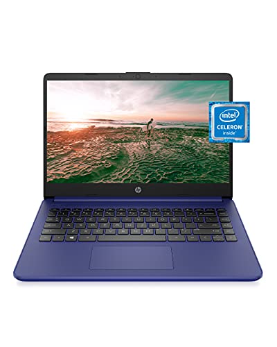 HP 14 Laptop, Intel Celeron N4020, 4 GB RAM, 64 GB Storage, 14-inch Micro-Edge HD Display, Windows 10 Home, Thin & Portable, 4K Graphics, One Year of Microsoft 365 (14-dq0010nr, 2021, Indigo Blue)