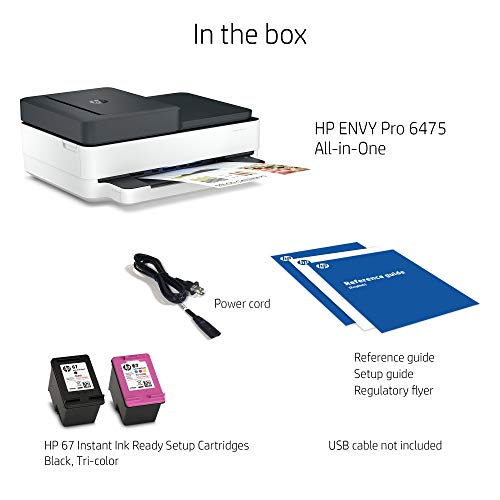 HP Envy Pro 6475 Wireless All-in-One Printer, Includes 2 Years of Ink Delivered, Mobile Print, Scan & Copy, Compatible with Alexa (8QQ86A)