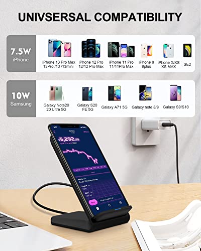 Fast Wireless Charger, Trummul Upgraded 10W Wireless Charging Stand Compatible with iPhone 13 12 11 Pro XR XS 8 Plus Galaxy S22 S21 S10 Note 20 10 Google LG and Other Qi-Enable Phones