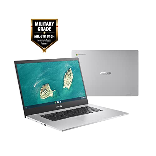 ASUS Chromebook CX1, 15.6" Full HD NanoEdge Display, Intel Celeron N3350 Processor, 64GB eMMC Storage, 8GB RAM, Chrome OS, Transparent Silver, CX1500CNA-AS84F