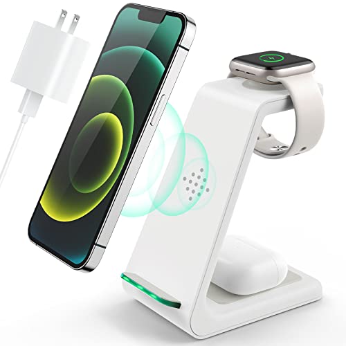 Wireless Charging Station,3 in 1 Fast Charging Station,Wireless Charger Stand for iPhone 13/12/11 Pro Max/X/Xs Max/8/8 Plus, AirPods 3/2/pro, iWatch Series 7/6/5/SE/4/3/2, and Samsung Phones