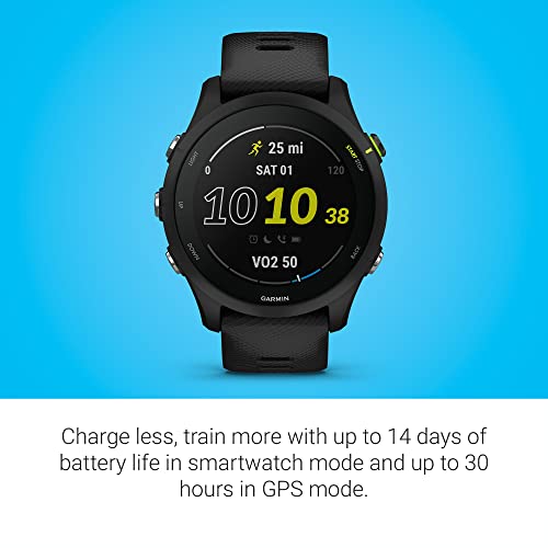 Garmin Forerunner® 255 Music, GPS Running Smartwatch with Music, Advanced Insights, Long-Lasting Battery, Black