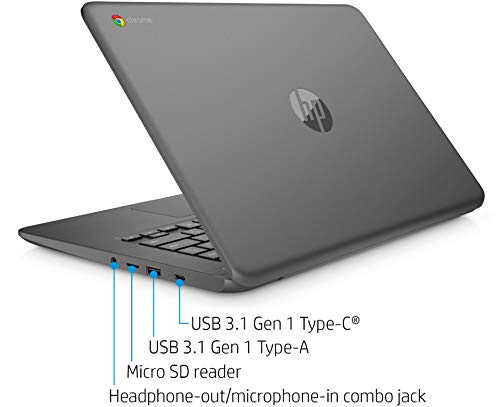 2021 Flagship HP Chromebook 14 Inch Touchscreen Laptop, Intel Celeron N3350 up to 2.4 GHz, 4GB LPDDR4 RAM, 32GB eMMC SSD, Bluetooth, Webcam, Chrome OS + Aloha 32GB MicroSD Card Bundle