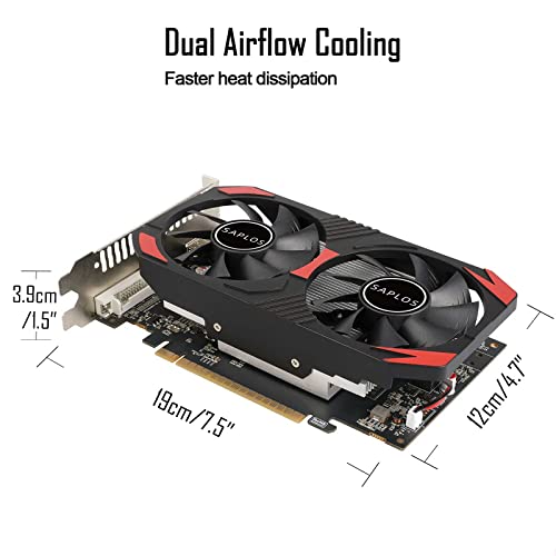 SAPLOS GTX 1050 Ti Gaming Graphics Card, 4GB, 128 Bit, GDDR5, DisplayPort HDMI DVI, Computer GPU, PC Video Cards, Dual Air Cooling, PCI Express x16 3.0, DirectX 12, 8K Displays Support