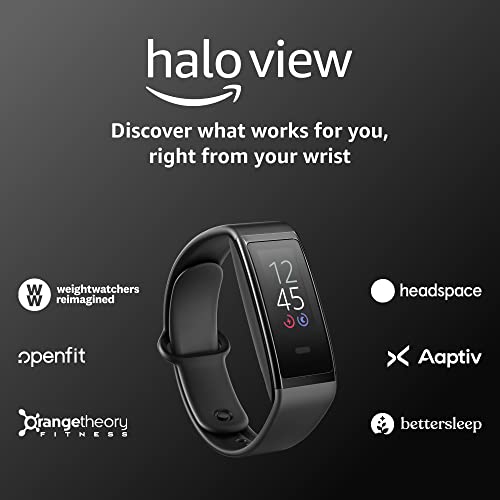 Amazon Halo View fitness tracker, with color display for at-a-glance access to heart rate, activity, and sleep tracking – Active Black – Medium/Large